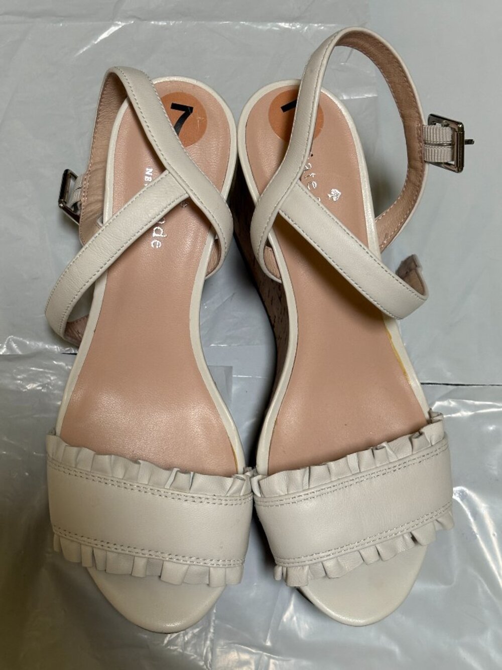 Kate Spade New York Tomas Wedge Leather Sandals Sz 7 New